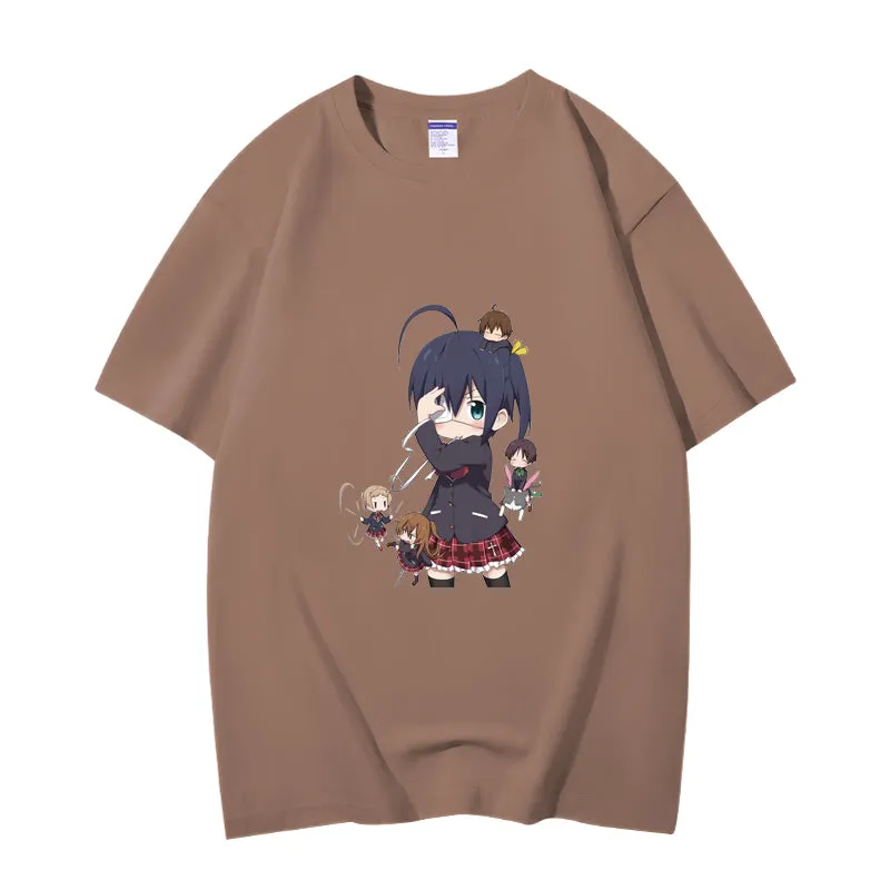 Fashion Anime Chuunibyou demo koi ga shitai Takanashi Rikka 230g GSM Hipster Style Oversized Cotton T-shirt