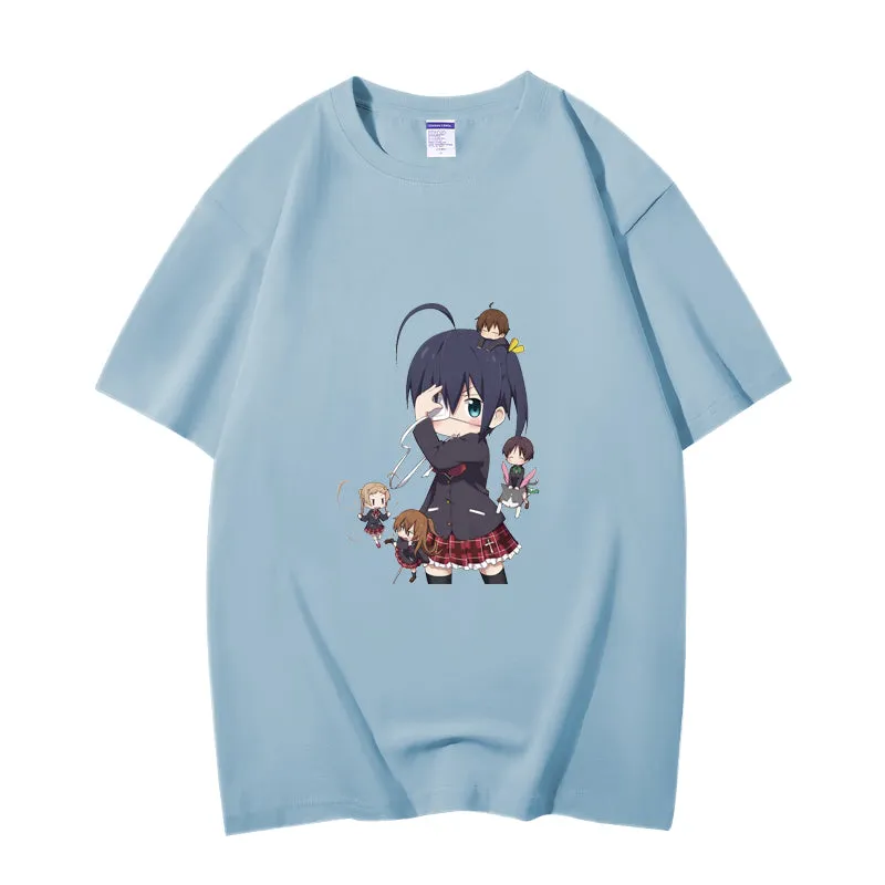 Fashion Anime Chuunibyou demo koi ga shitai Takanashi Rikka 230g GSM Hipster Style Oversized Cotton T-shirt