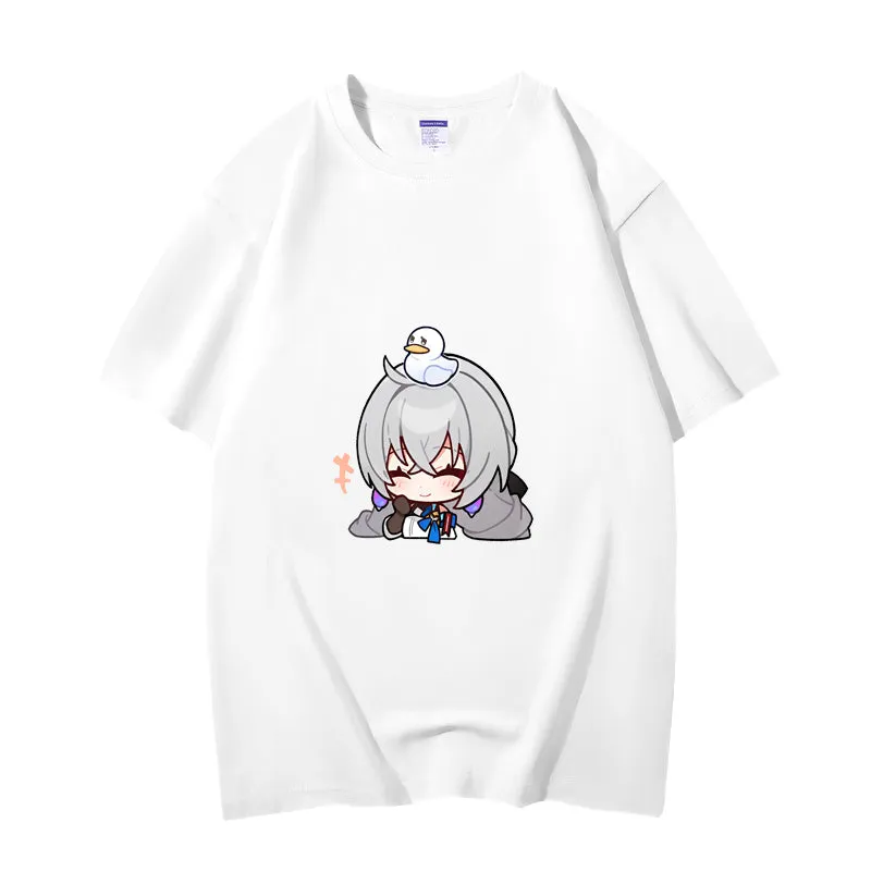 Fashion Anime Honkai: Star Rail Bronya Rand 230g GSM Hipster Style Oversized Cotton T-shirt