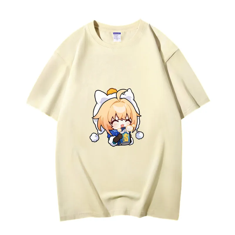 Fashion Anime Honkai: Star Rail Lynx Landau 230g GSM Hipster Style Oversized Cotton T-shirt