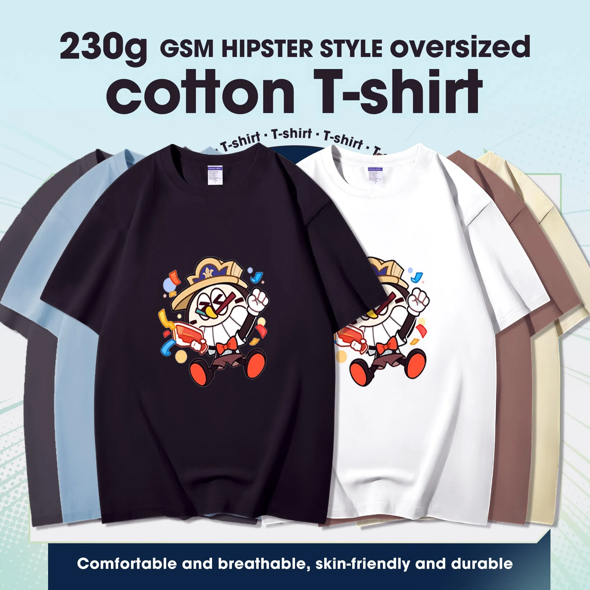 Fashion Anime Honkai: Star Rail Niko Gerentes 230g GSM Hipster Style Oversized Cotton T-shirt