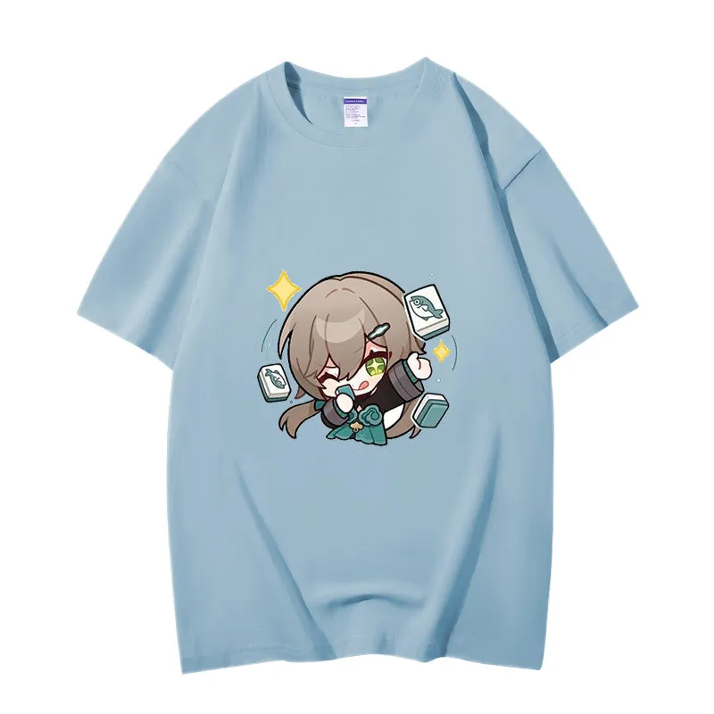 Fashion Anime Qingque 230g GSM Hipster Style Oversized Cotton T-shirt
