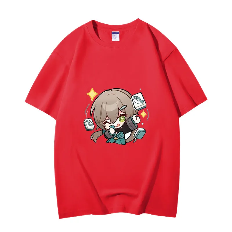 Fashion Anime Qingque 230g GSM Hipster Style Oversized Cotton T-shirt