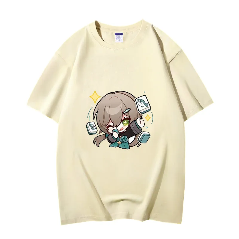 Fashion Anime Qingque 230g GSM Hipster Style Oversized Cotton T-shirt