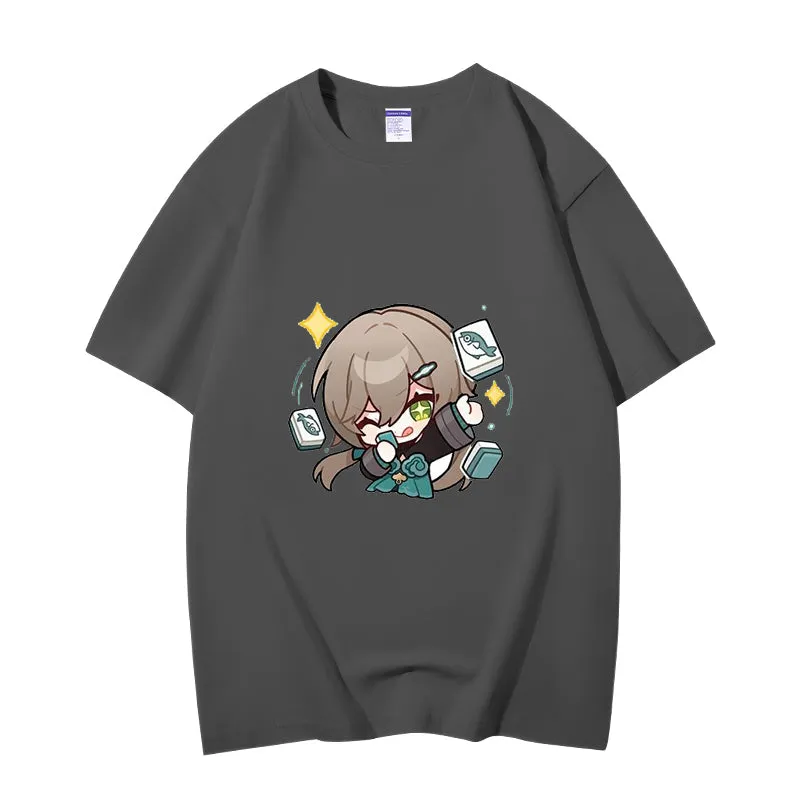 Fashion Anime Qingque 230g GSM Hipster Style Oversized Cotton T-shirt