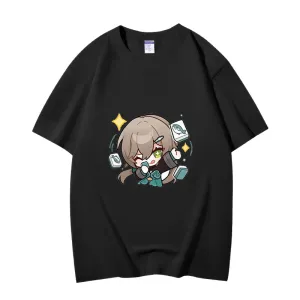 Fashion Anime Qingque 230g GSM Hipster Style Oversized Cotton T-shirt