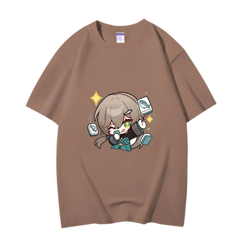 Fashion Anime Qingque 230g GSM Hipster Style Oversized Cotton T-shirt