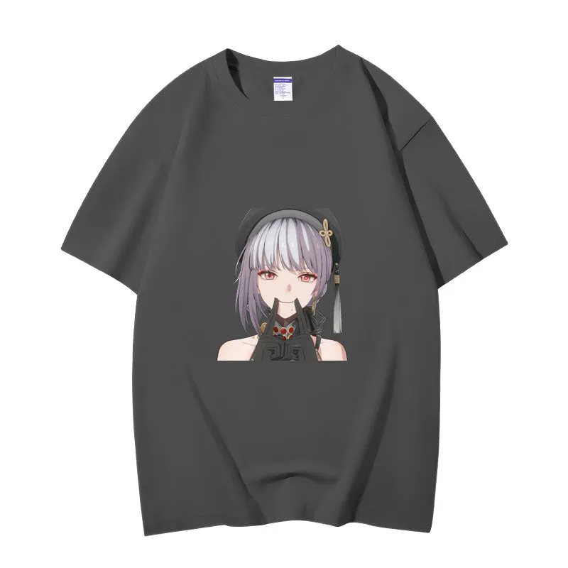 Fashion Anime Wuthering Waves SanHua 230g GSM Hipster Style Oversized Cotton T-shirt