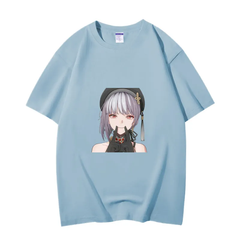 Fashion Anime Wuthering Waves SanHua 230g GSM Hipster Style Oversized Cotton T-shirt