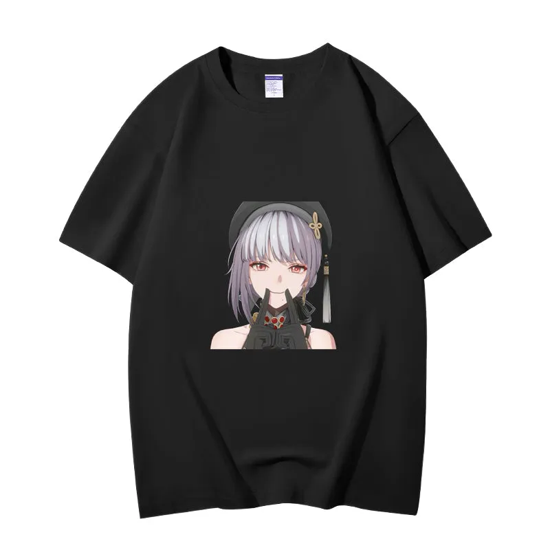 Fashion Anime Wuthering Waves SanHua 230g GSM Hipster Style Oversized Cotton T-shirt