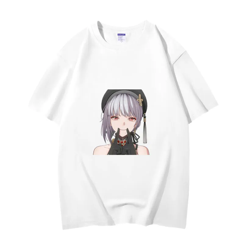 Fashion Anime Wuthering Waves SanHua 230g GSM Hipster Style Oversized Cotton T-shirt