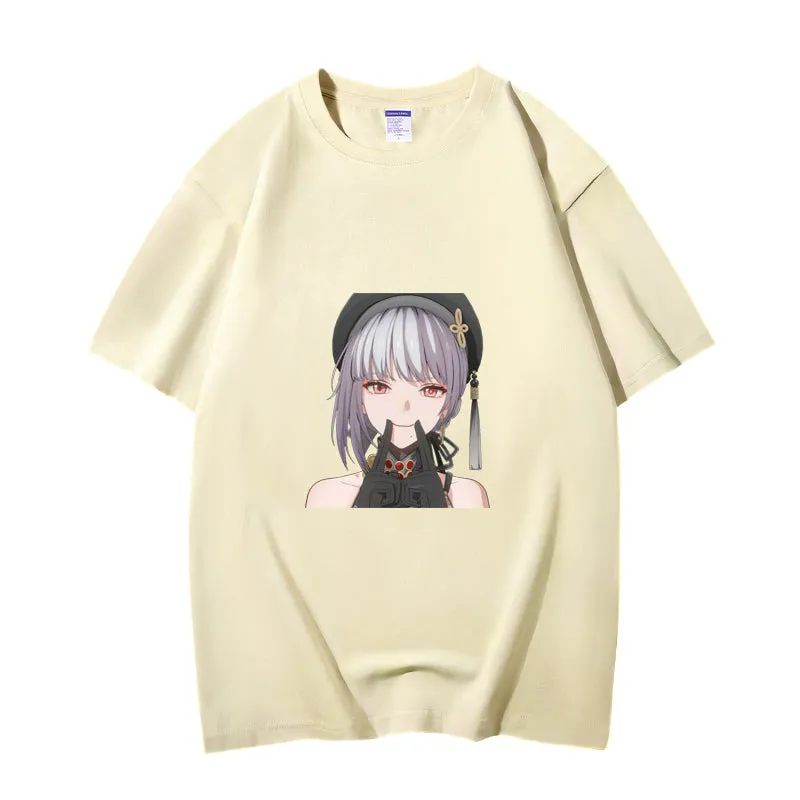 Fashion Anime Wuthering Waves SanHua 230g GSM Hipster Style Oversized Cotton T-shirt