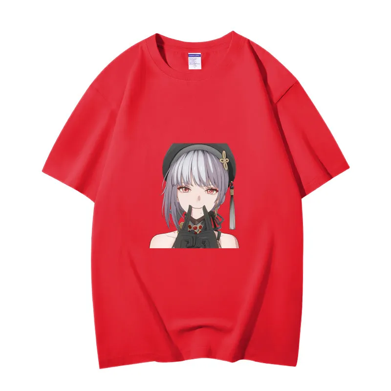 Fashion Anime Wuthering Waves SanHua 230g GSM Hipster Style Oversized Cotton T-shirt