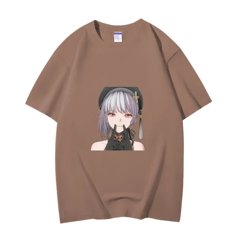 Fashion Anime Wuthering Waves SanHua 230g GSM Hipster Style Oversized Cotton T-shirt
