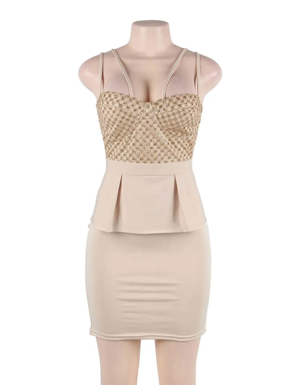 Fashion Gold Scallop Bodycon Mini Dress