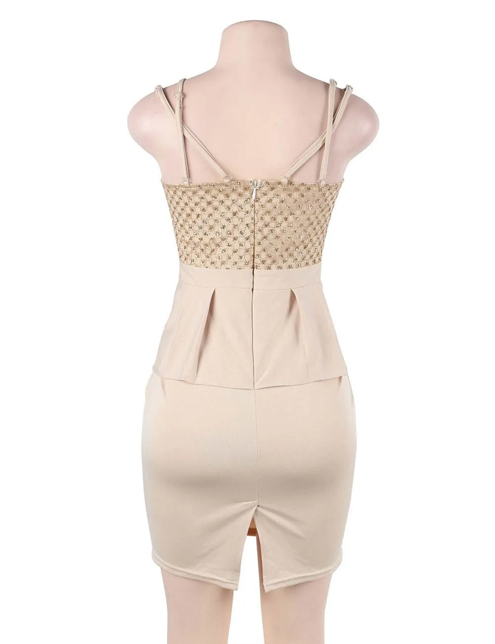 Fashion Gold Scallop Bodycon Mini Dress