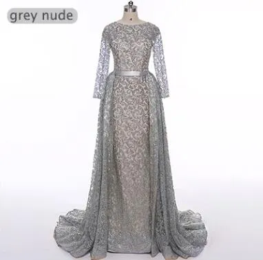 Fashion Mermaid Luxury Evening Dress Long Sleeves  Gliter  with train Evening Gowns