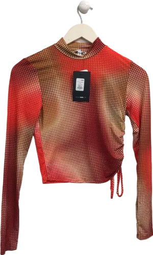 Fashion Nova Red Dot Print Long Sleeve Top UK S