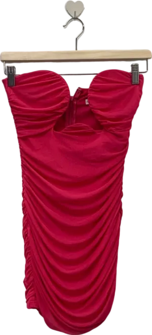 Fashion Nova Red Ruched Bodycon Dress XS