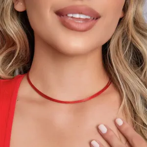 Faux Red Leather Adjustable Choker