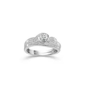 Fink's Exclusive Diamond Engagement Ring and Bridal Band Set in White Gold