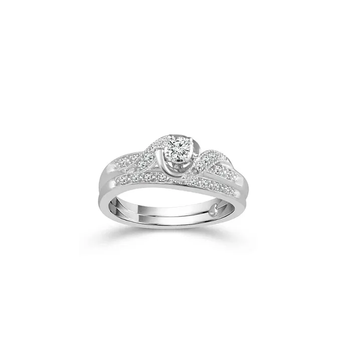Fink's Exclusive Diamond Engagement Ring and Bridal Band Set in White Gold