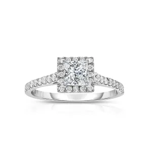 Fink's Exclusive White Gold Diamond Halo Princess Cut Engagement Ring