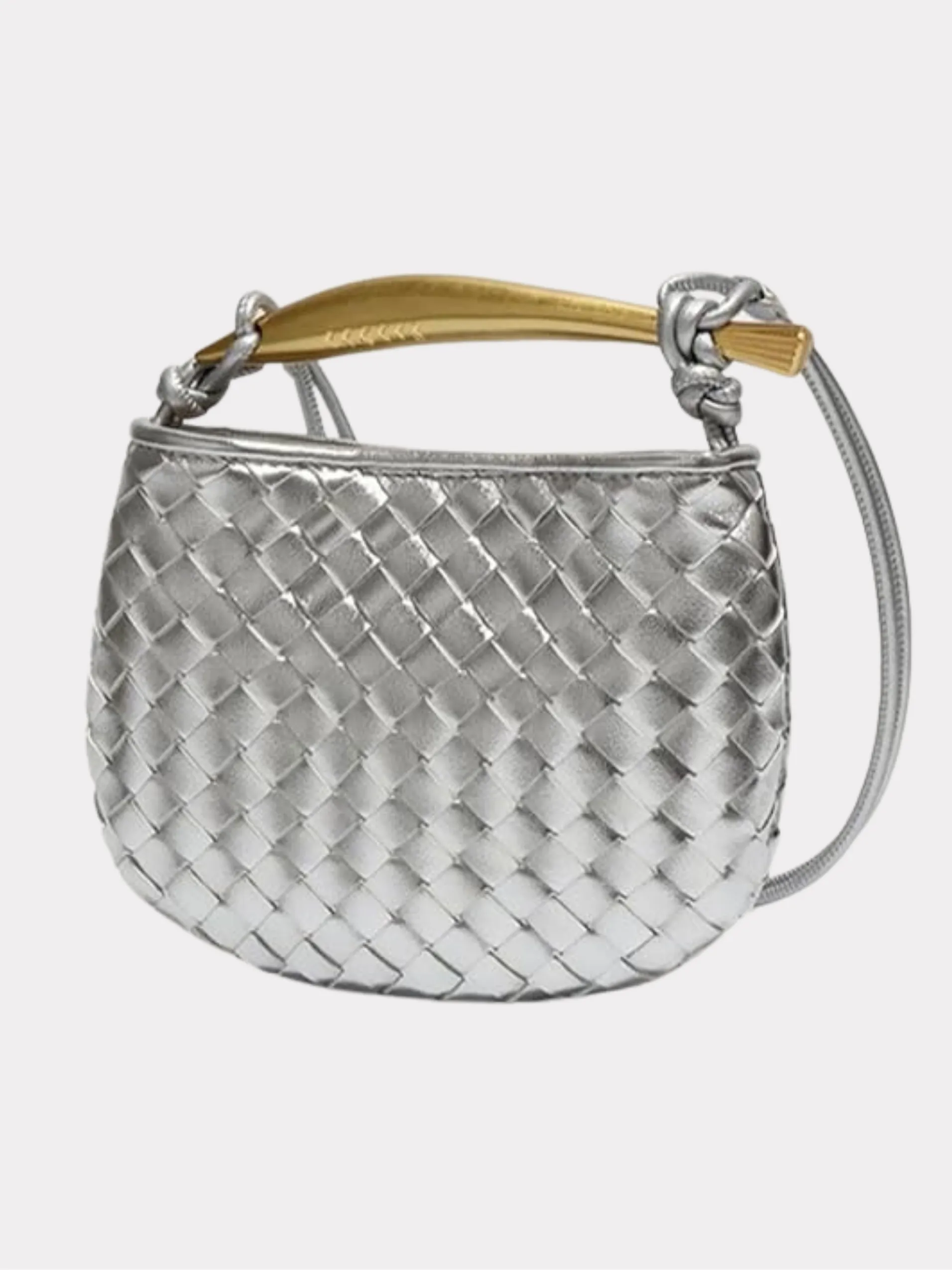 Fish Handle Woven Crescent Bag