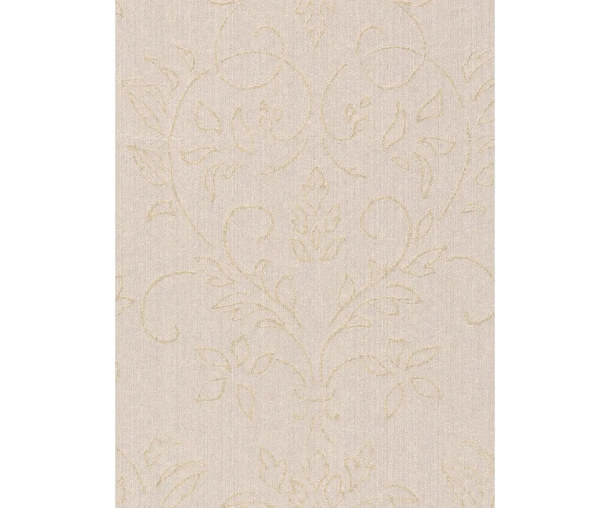 Floral Scroll Textured Metallic Cream 290625 Wallpaper