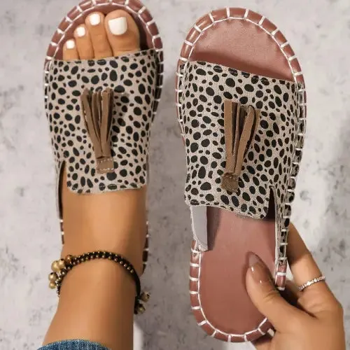 Fringe Leopard Sandals