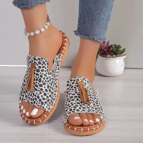 Fringe Leopard Sandals