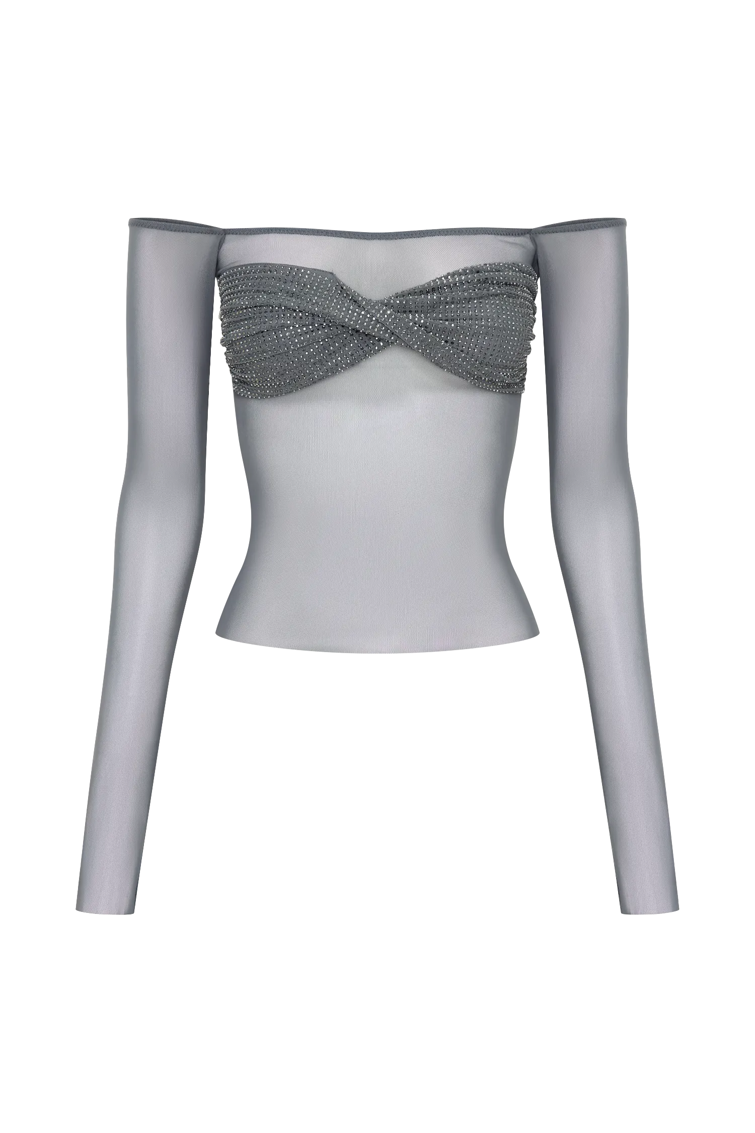 Garcelle Diamante Off Shoulder Top - Gunmetal