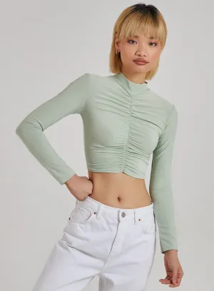 Gathered Long Sleeve Slinky Top