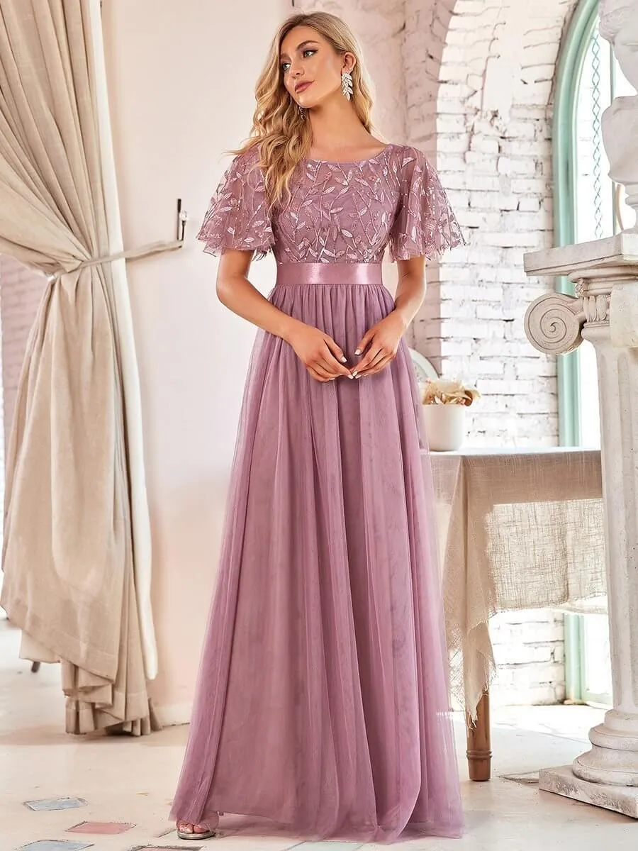 Georgia flutter sleeve tulle bridesmaid dress in dusky rose Express NZ wide