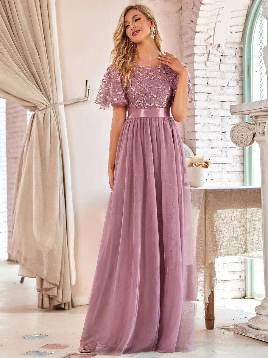 Georgia flutter sleeve tulle bridesmaid dress in dusky rose Express NZ wide