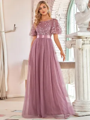 Georgia flutter sleeve tulle bridesmaid dress in dusky rose Express NZ wide