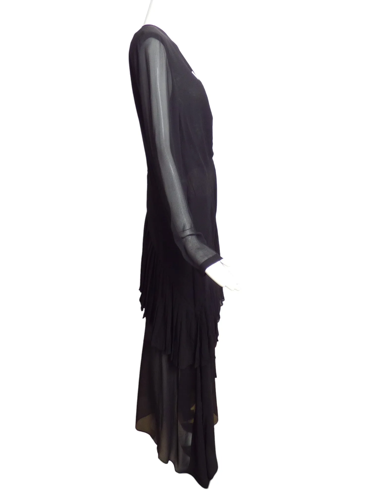 GIVENCHY- NWT 2018 Black Pleated Chiffon Dress, Size 10