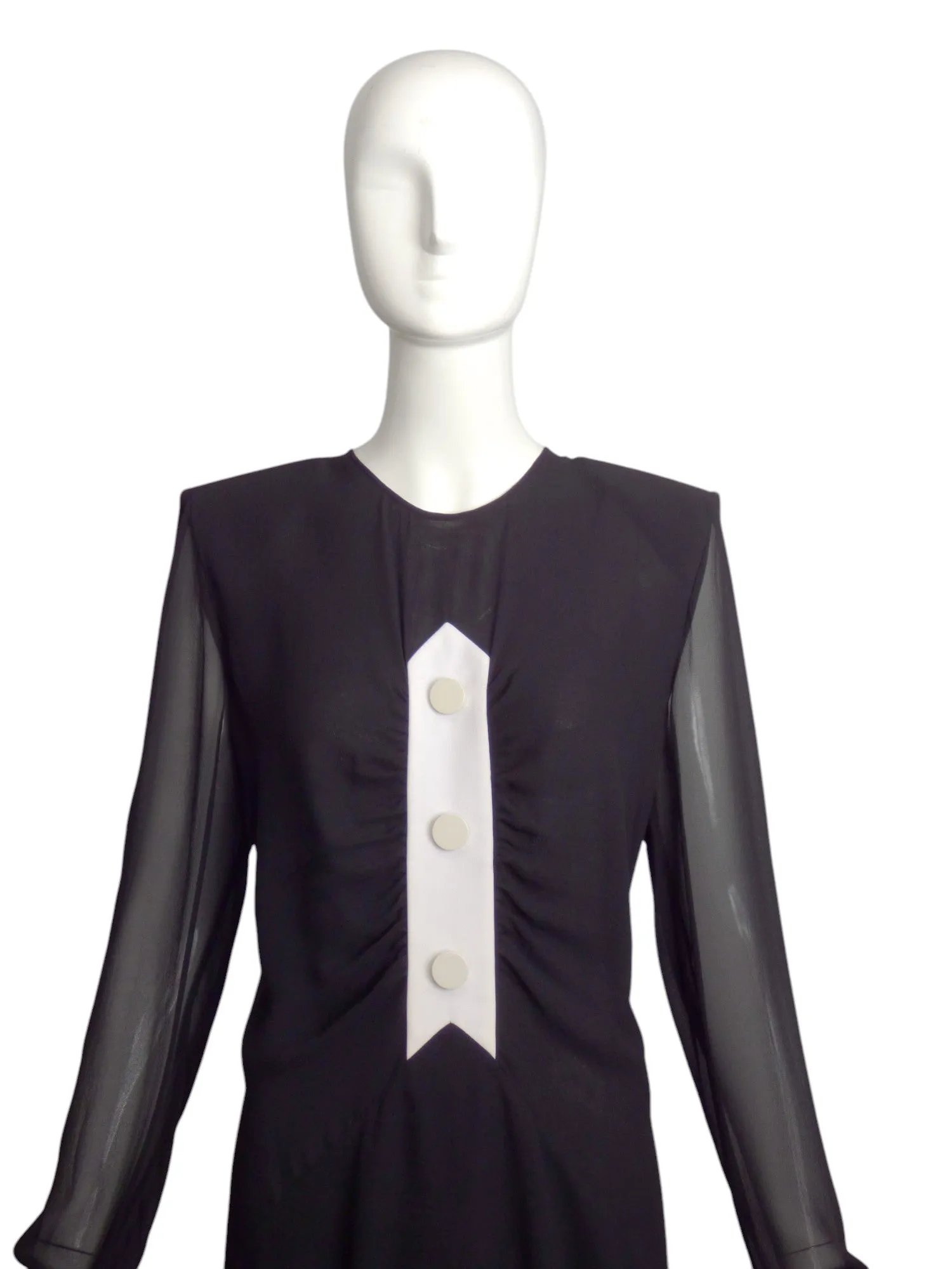 GIVENCHY- NWT 2018 Black Pleated Chiffon Dress, Size 10