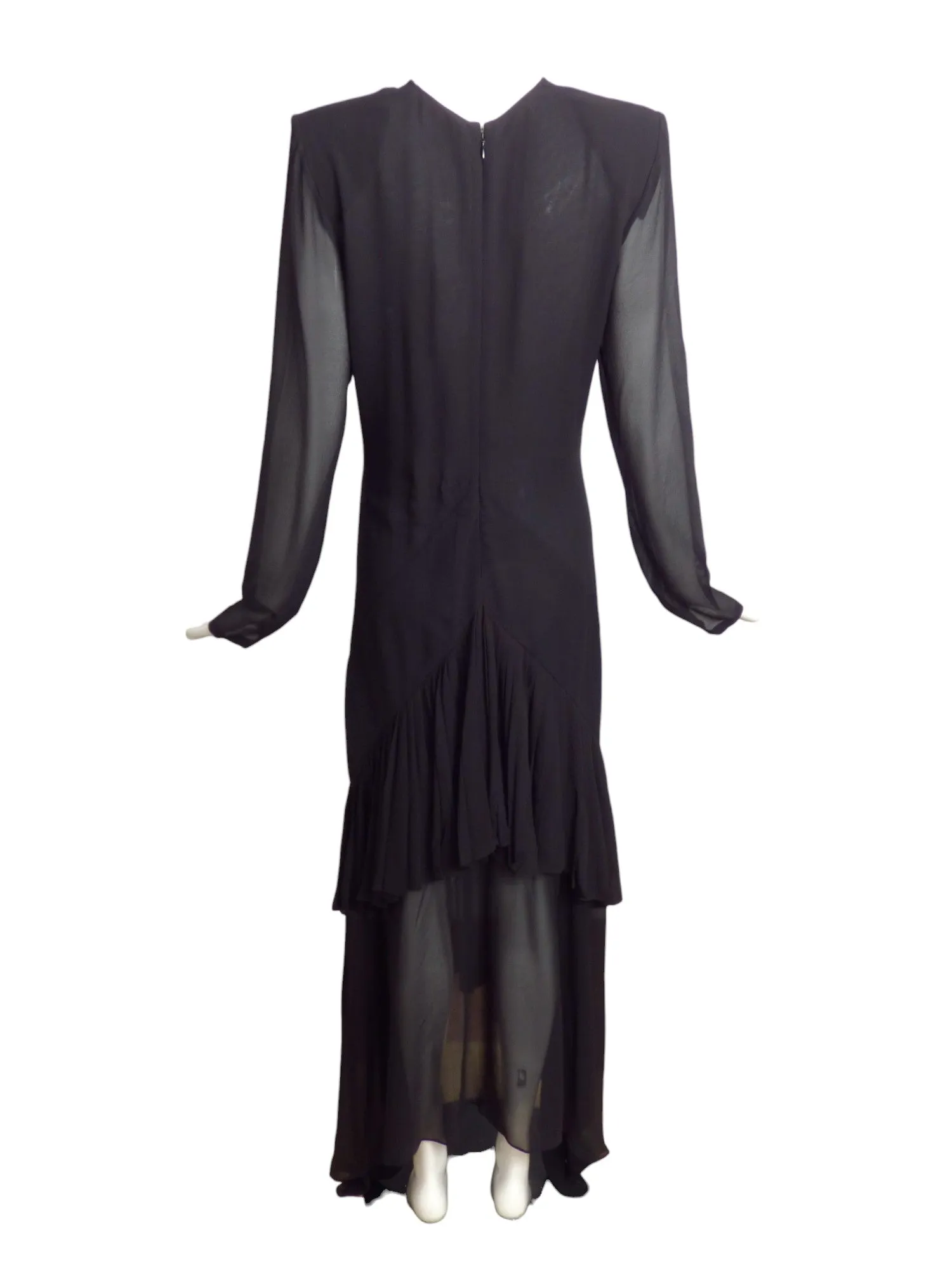 GIVENCHY- NWT 2018 Black Pleated Chiffon Dress, Size 10