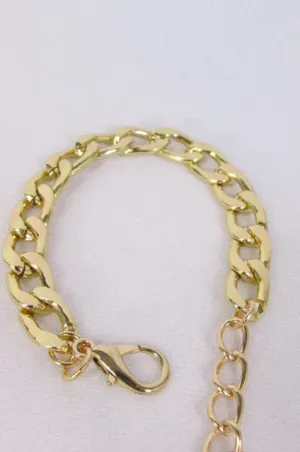Gold Metal Chain Links Bracelet Classic Thick Chunky