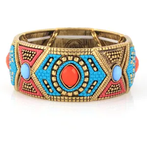 GOLD MULTI COLOR MEMORY WIRE STRETCH  BRACELETS #SWR-CP1956 (SC18/SD18)