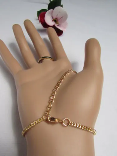 Gold Silver Metal Hand Chain Bracelet 7 1/2" Big Cross Women Trendy