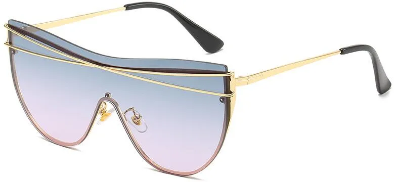Gradient Brown One Piece Sunglasses Women 2020 Luxury Brand Glasses Metal Cross Designer Shades Big Sunglass UV400