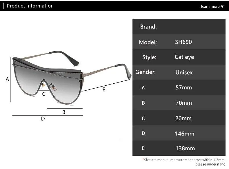 Gradient Brown One Piece Sunglasses Women 2020 Luxury Brand Glasses Metal Cross Designer Shades Big Sunglass UV400