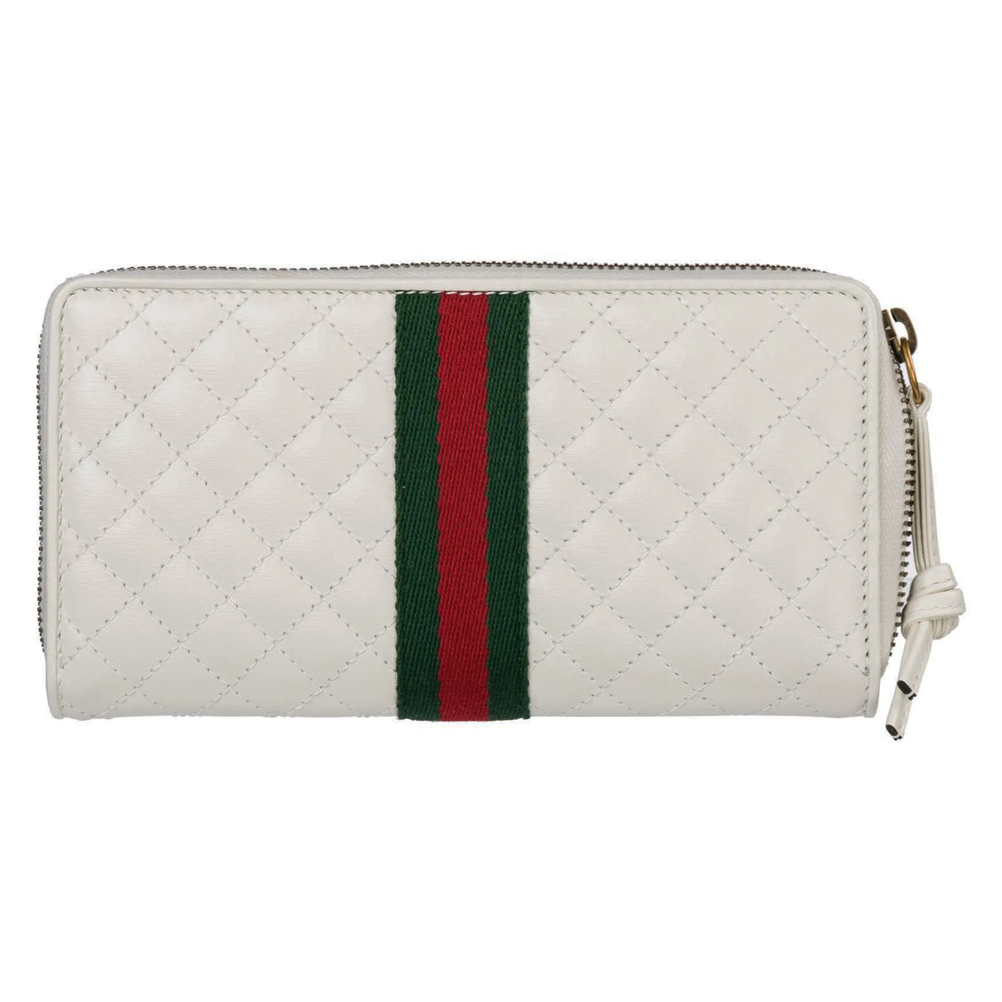 Gucci Trapuntata Zip-around Wallet with Web in White