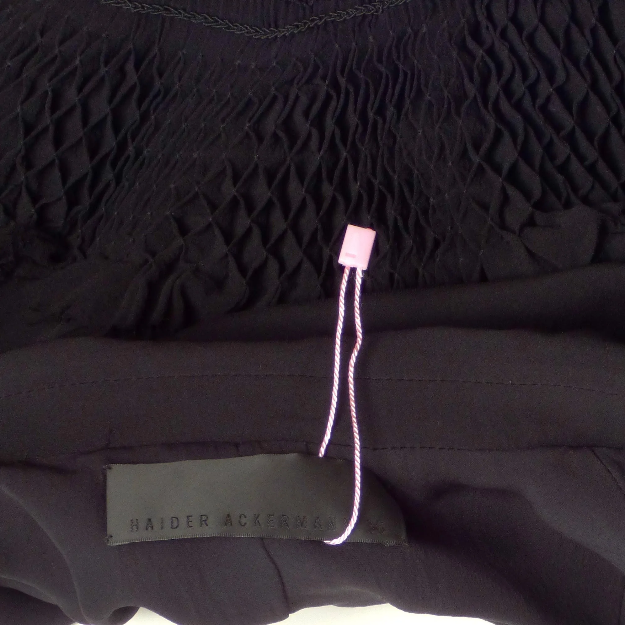 HAIDER ACKERMAN- Black Smocked Silk Blazer, Size 6