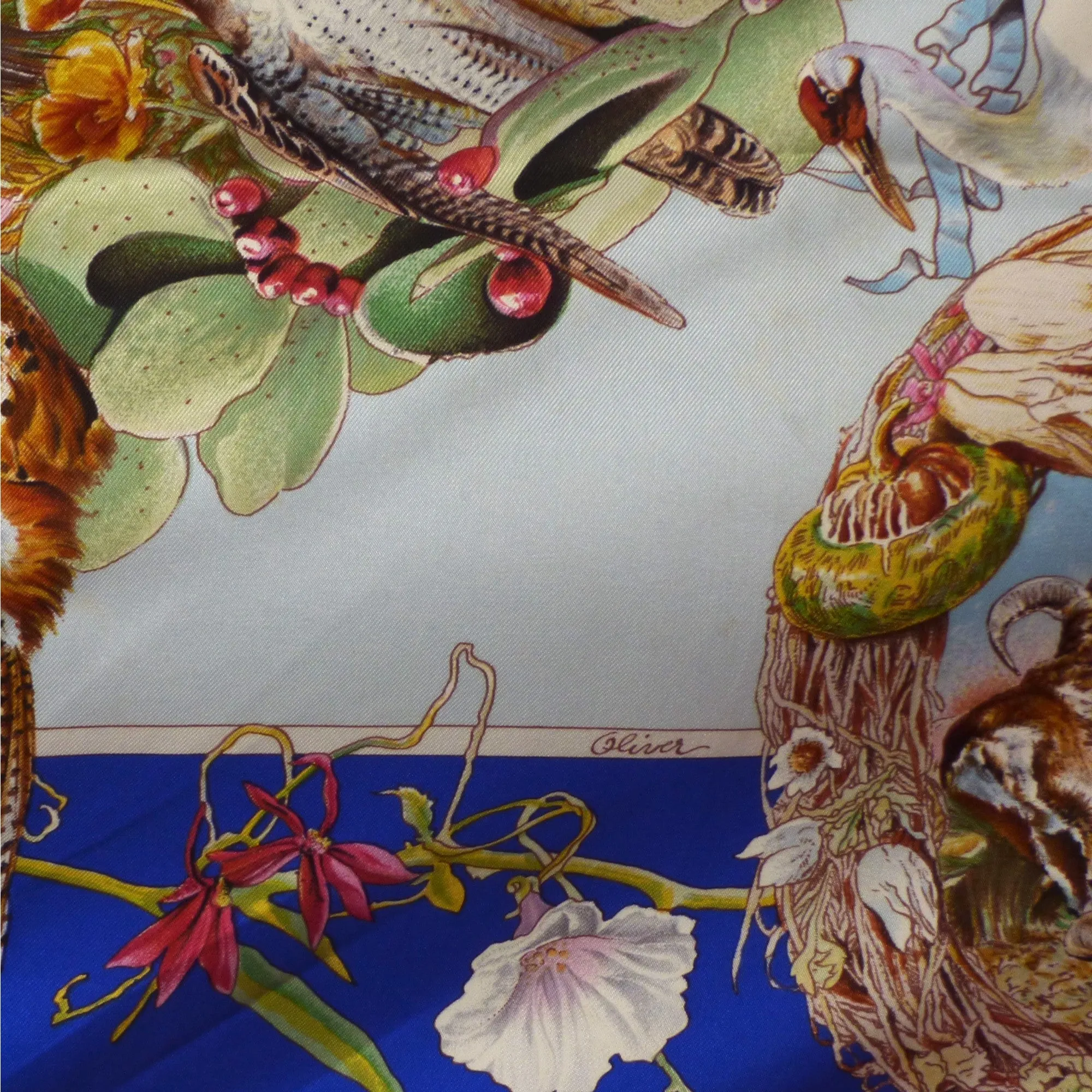 HERMES- "Texas Wildlife 1836-1986" Silk Twill Scarf