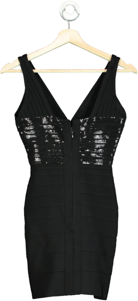 Herve Leger Black Sequin Bandage Dress XS