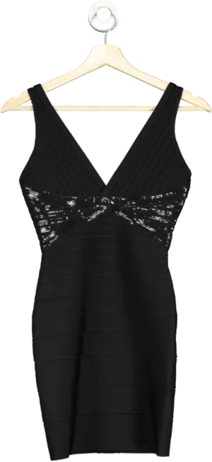 Herve Leger Black Sequin Bandage Dress XS