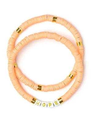 Hope Stacked Disc Bracelet Set in Peach